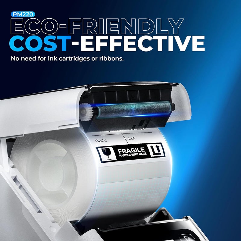 Nelko Label Maker Machine with Tape, PM220 Bluetooth Label Printer, 2 Inch Portable Thermal Printer for Small Business, Address, Logo, Clothing, Sticker Printer for iOS, Android & PC, White - Image 3